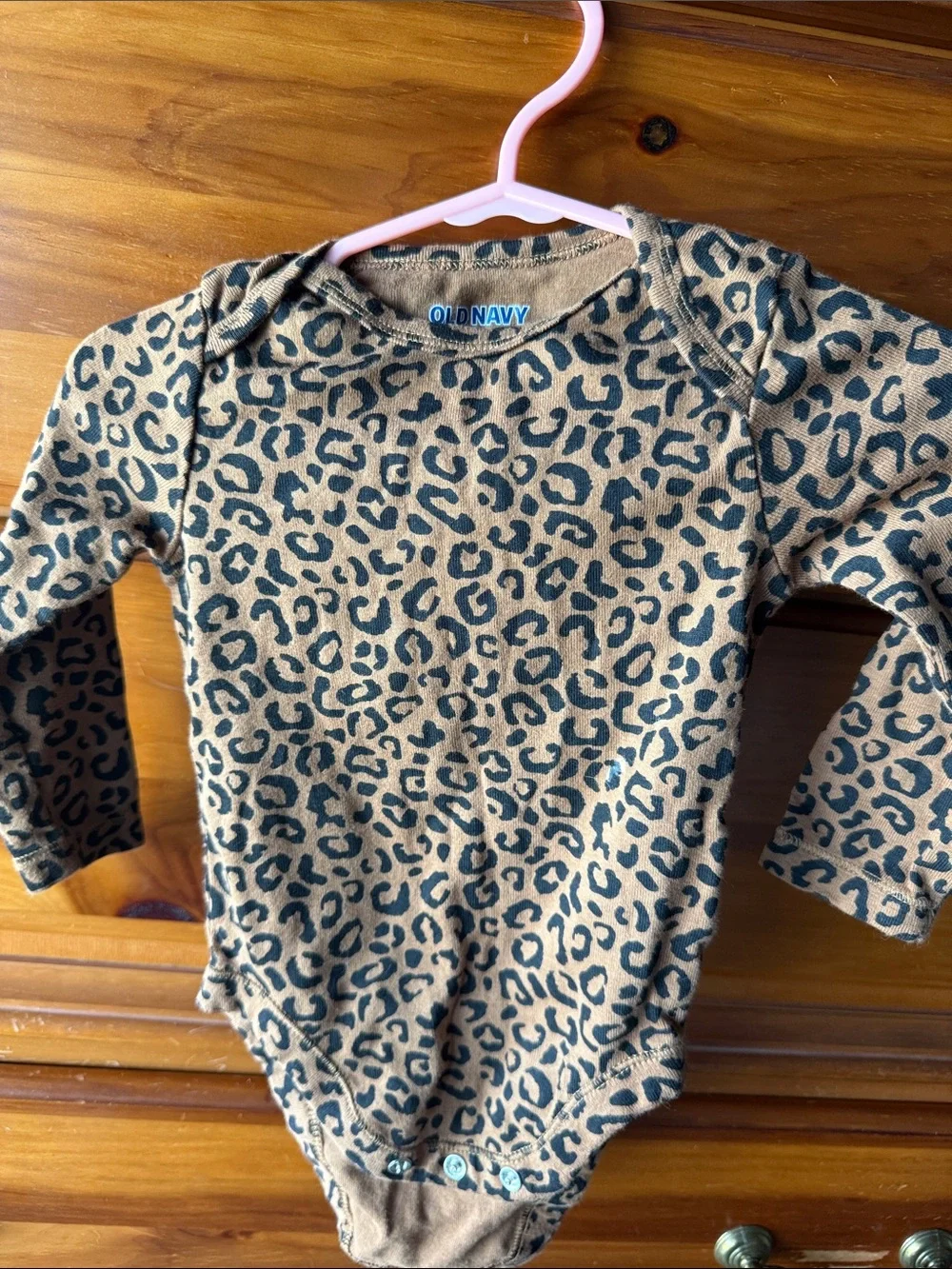 Old Navy Leopard Print Long-Sleeve Bodysuit with Black Leggings